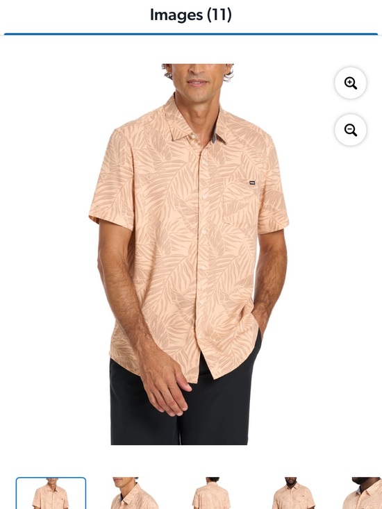Hurley Other - Hurley Peach Short-Sleeve Leaf Print Button-Down Shirt